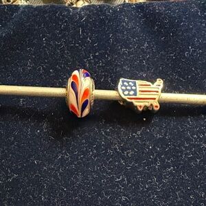 Pandora Red, Blue, and Silver Charm Set